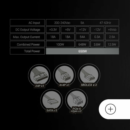 Power supply Mars Gaming MPB650SIW-1