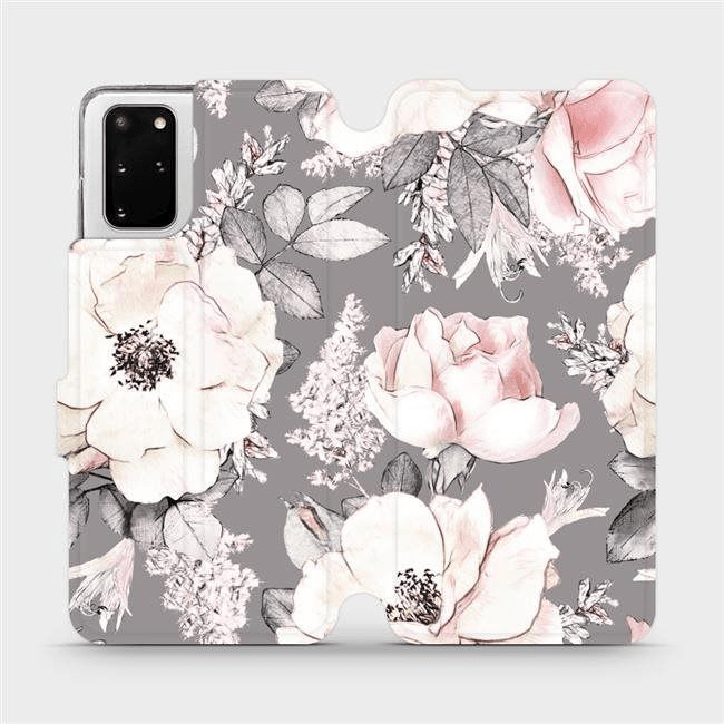 Flip mobile phone case Samsung Galaxy S20 Plus - MX06S Flowers on grey background (5903516171347) - GearHaus