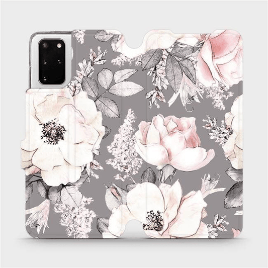 Flip mobile phone case Samsung Galaxy S20 Plus - MX06S Flowers on grey background (5903516171347) - GearHaus