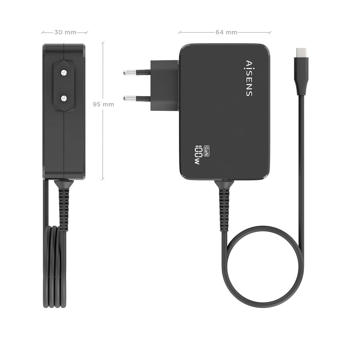 Laptop Charger Aisens ASCH - 1PD100WL50 - BK Black 100 W - GearHaus