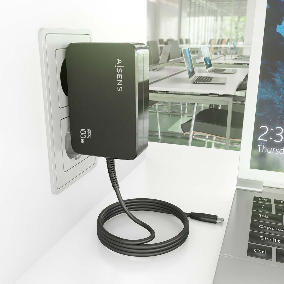 Laptop Charger Aisens ASCH - 1PD100WL50 - BK Black 100 W - GearHaus
