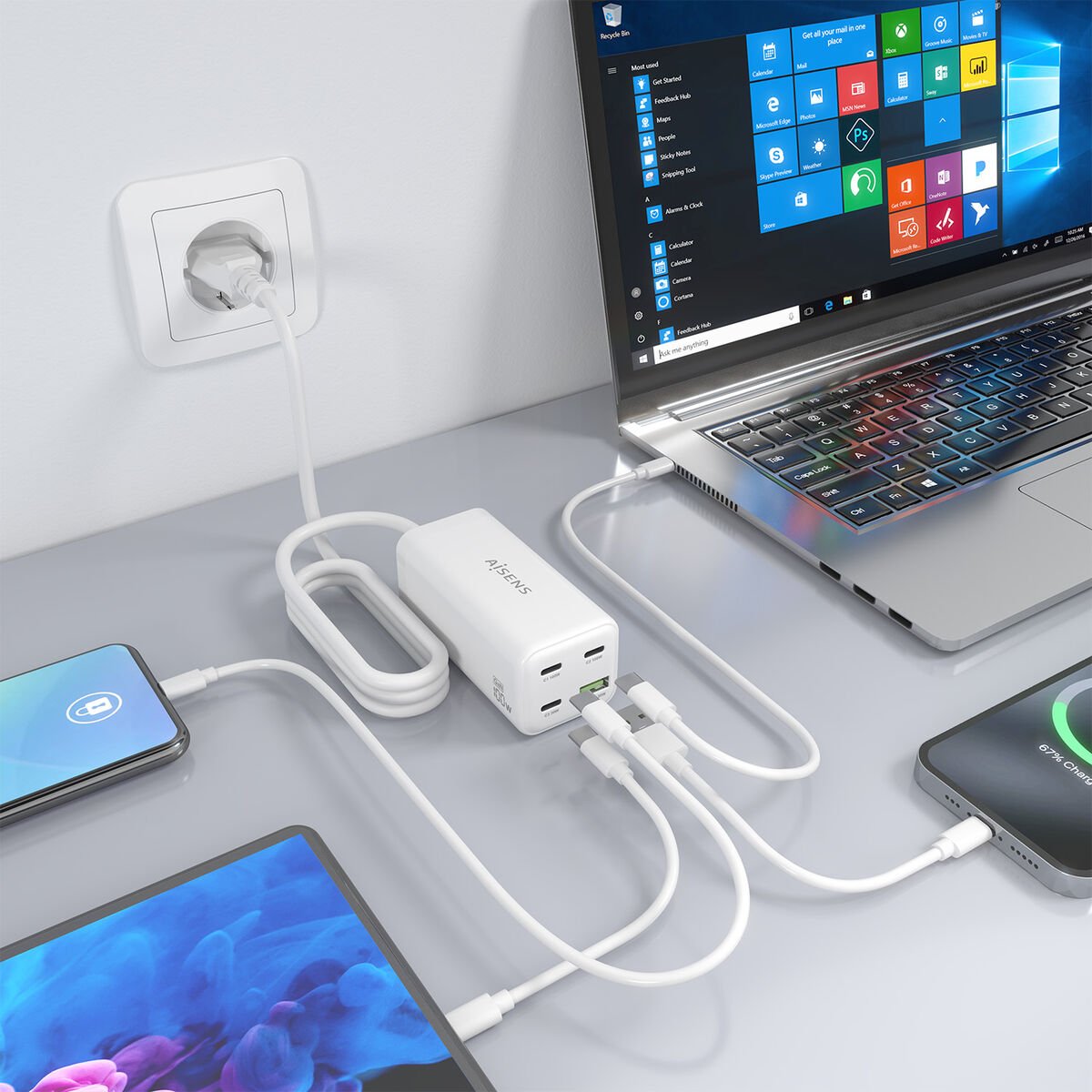 Cordless Charger Aisens ASCH - 100W4P053 - W White 100 W - GearHaus