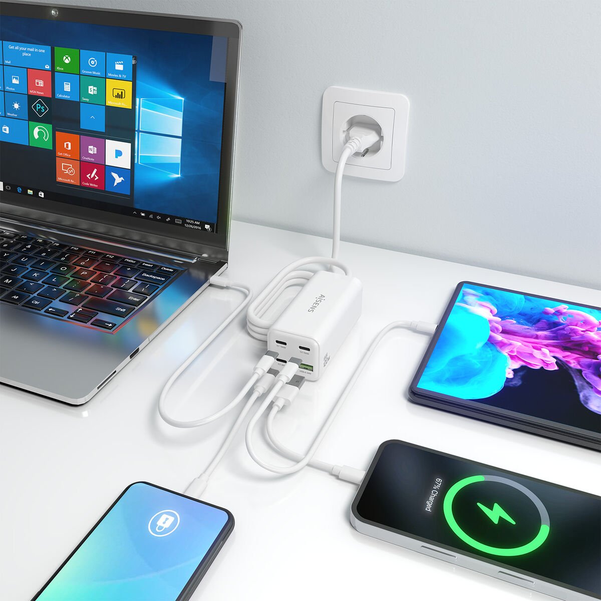 Cordless Charger Aisens ASCH - 100W4P053 - W White 100 W - GearHaus