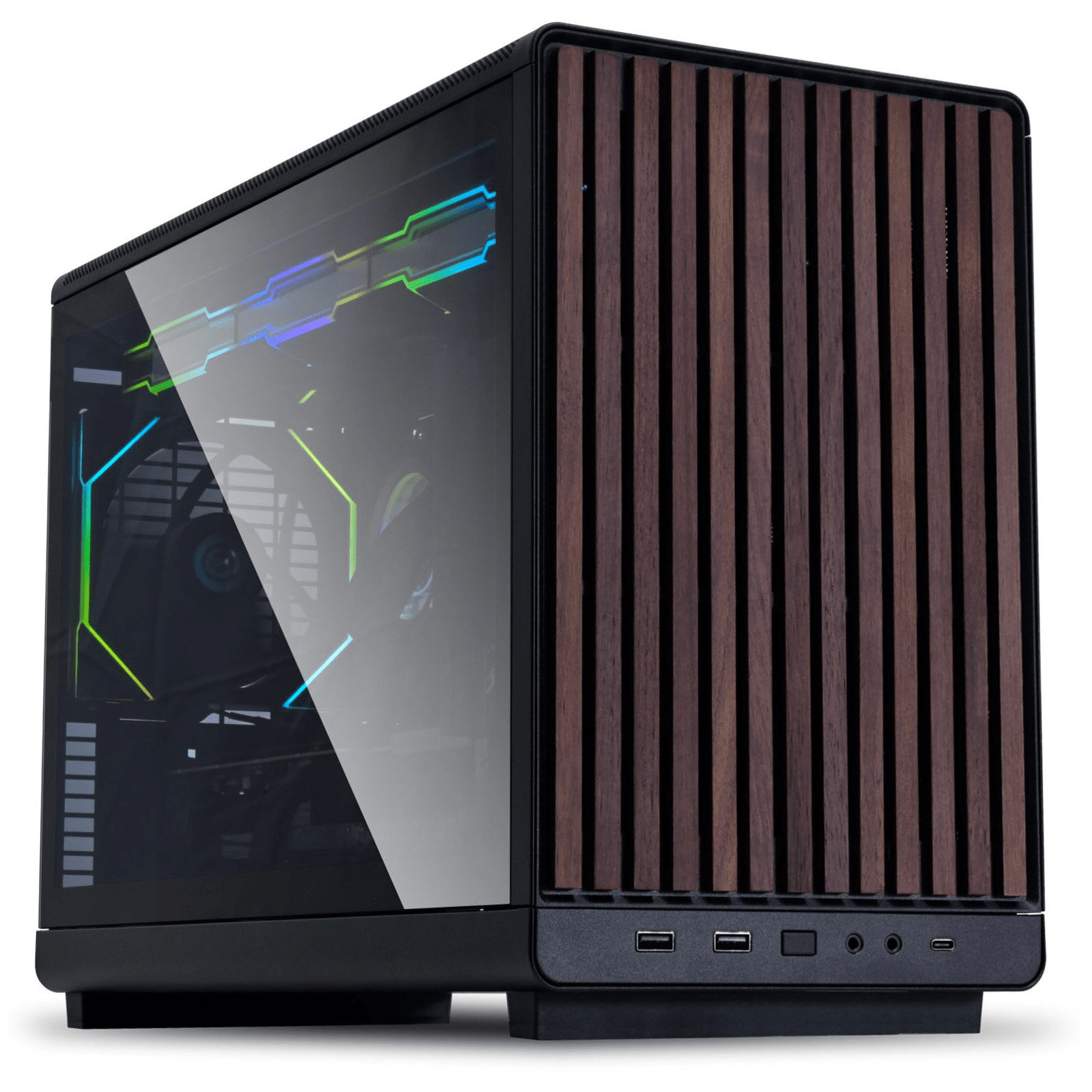 Lian Li DAN Cases A3 - mATX Wood Edition PC - Gehuse, Tempered Glass, Micro - ATX - Walnuss, schwarz (A3X - WDG) - GearHaus