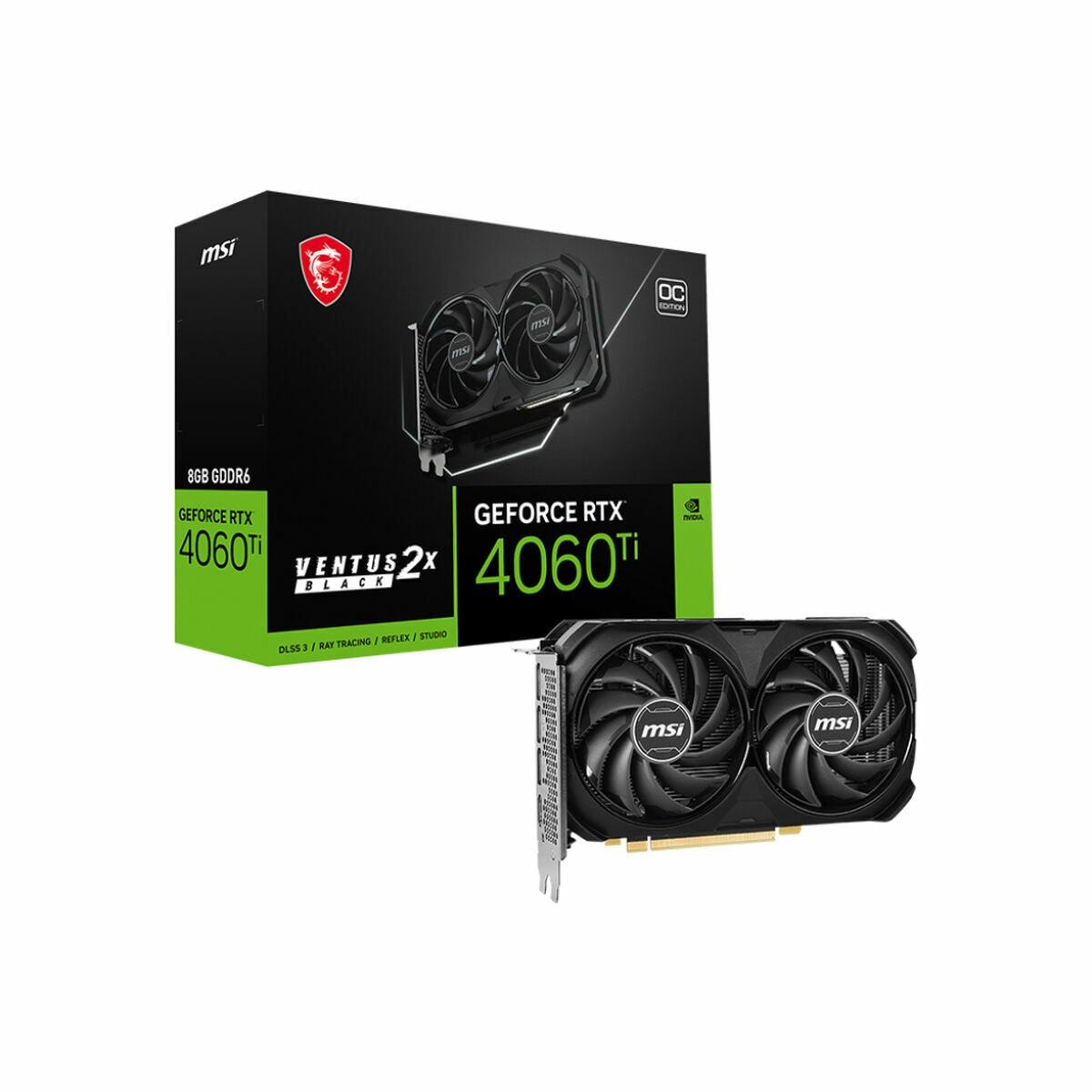 Graphics card MSI GEFORCE RTX 4060 TI VENTUS 2X BLACK 8G OC Geforce RTX 4060 Ti 8 GB GDDR6 - GearHaus