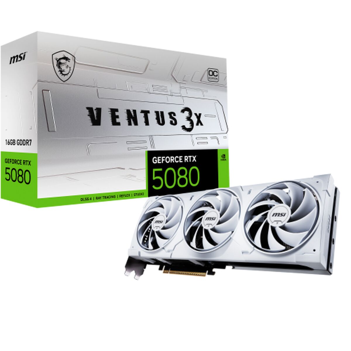 Graphics card MSI VENTUS GEFORCE RTX 5080 16G 3X OC WHITE GEFORCE RTX 5080 16 GB GDDR6X GDDR7 - GearHaus