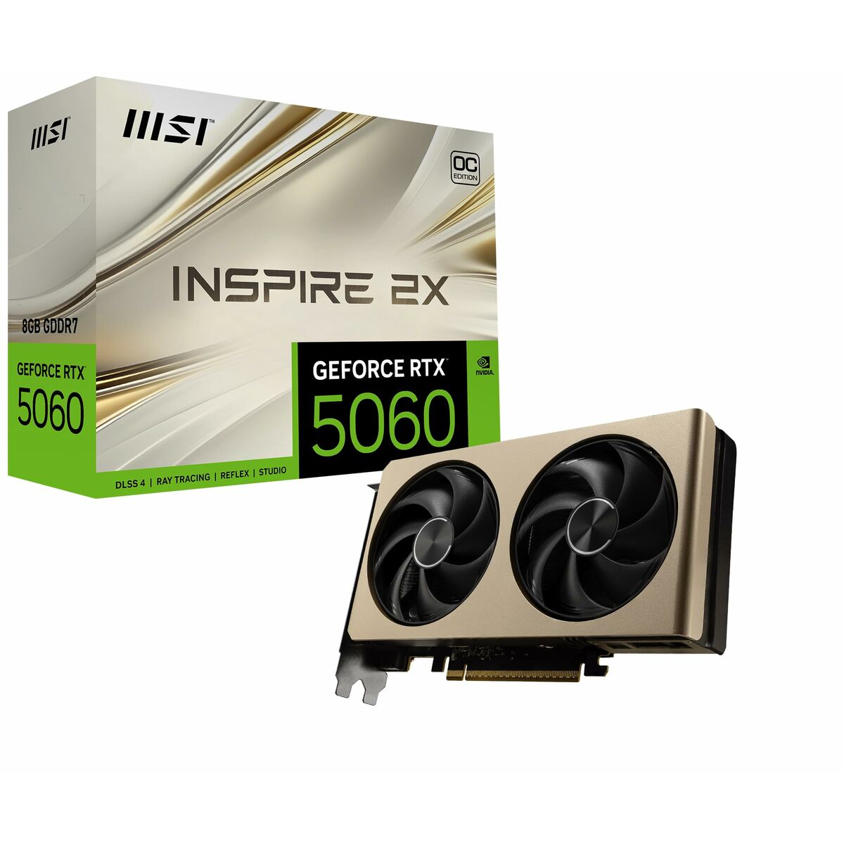 Graphics card MSI GEFORCE RTX 5060 8G INSPIRE 2X OC 8 GB GEFORCE RTX 5060 GDDR6X GDDR7 - GearHaus