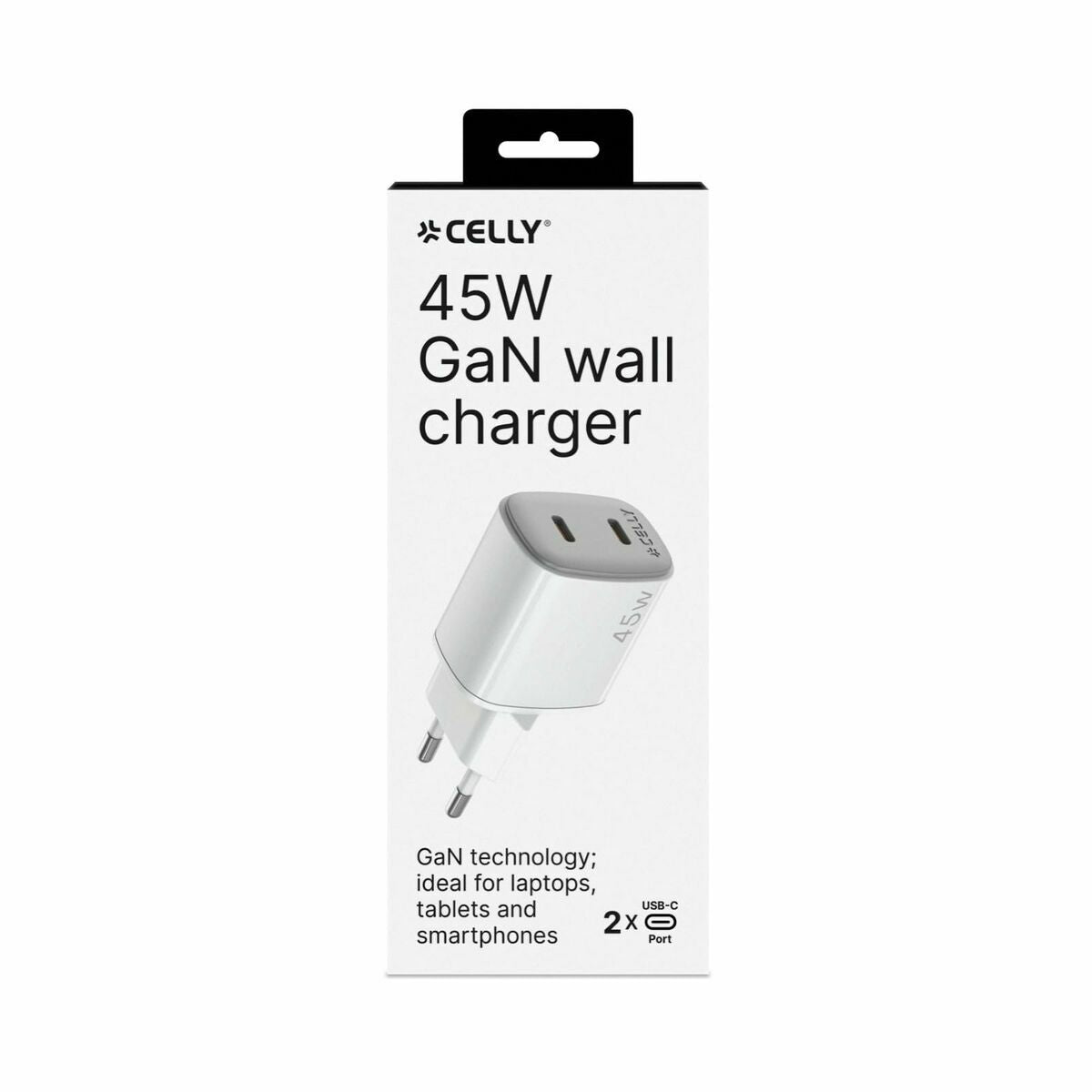 Wall Charger Celly UPTC2USBC45WWH White - GearHaus