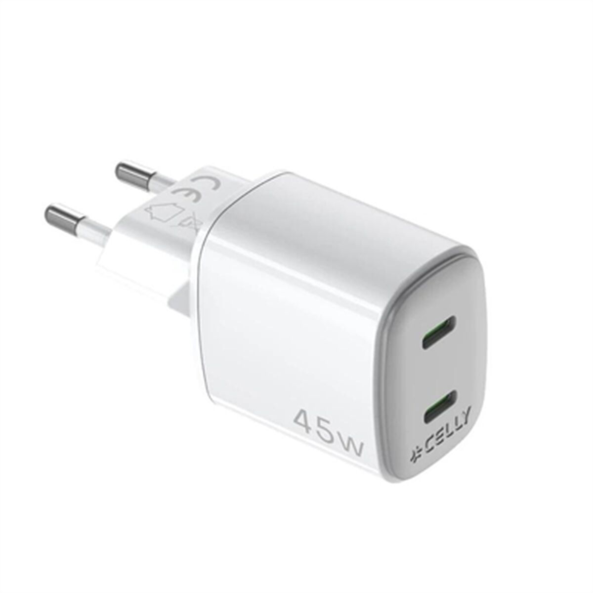 Wall Charger Celly UPTC2USBC45WWH White - GearHaus