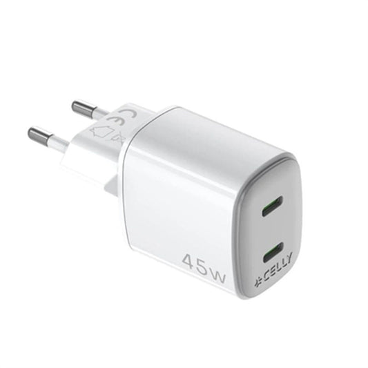 Wall Charger Celly UPTC2USBC45WWH White - GearHaus