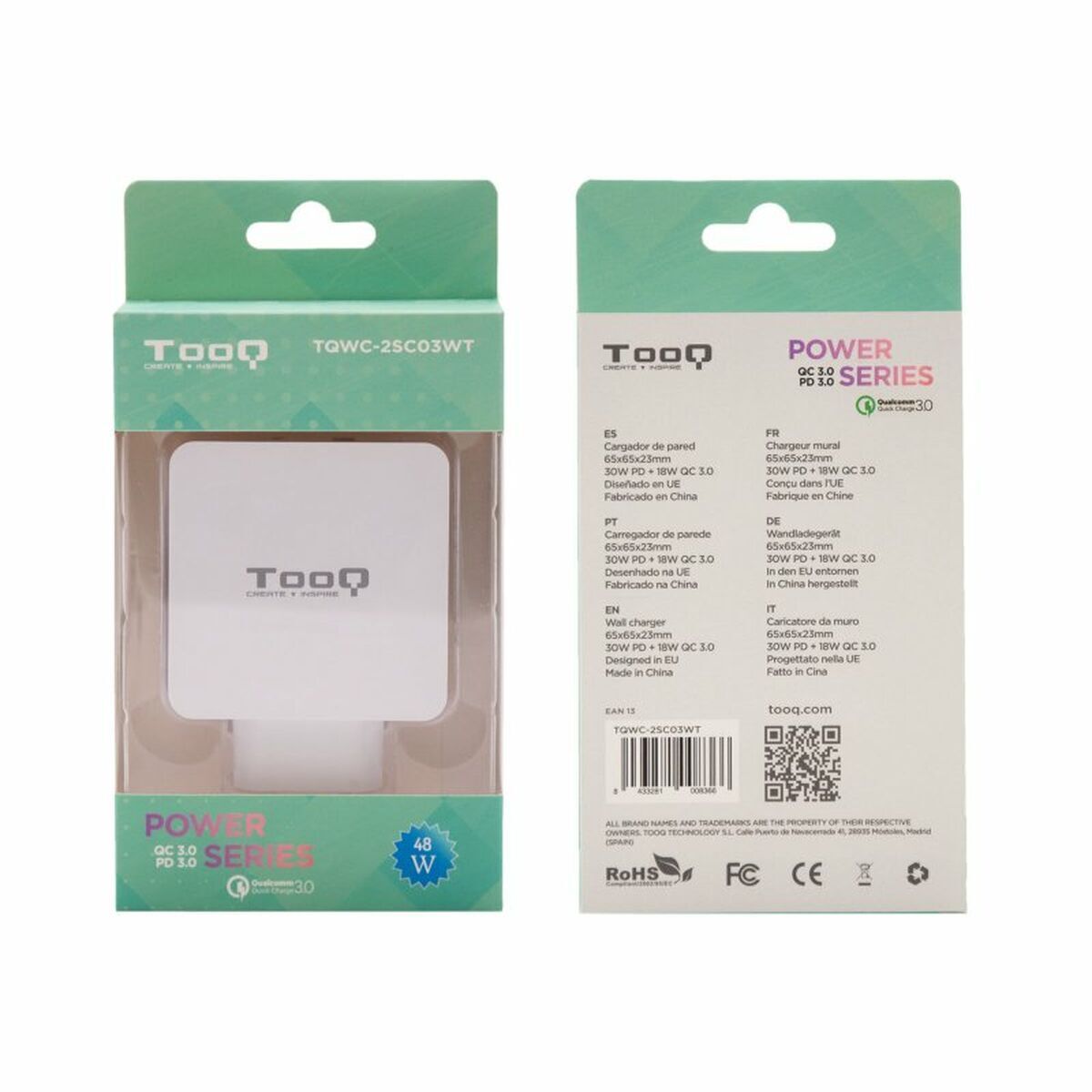 USB Wall Charger TooQ TQWC - 2SC03WT White 48 W - GearHaus