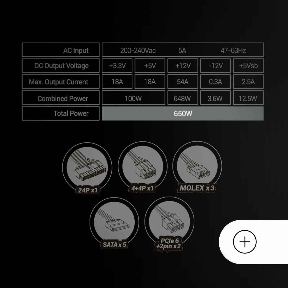 Power supply Mars Gaming MPB650SIW-2