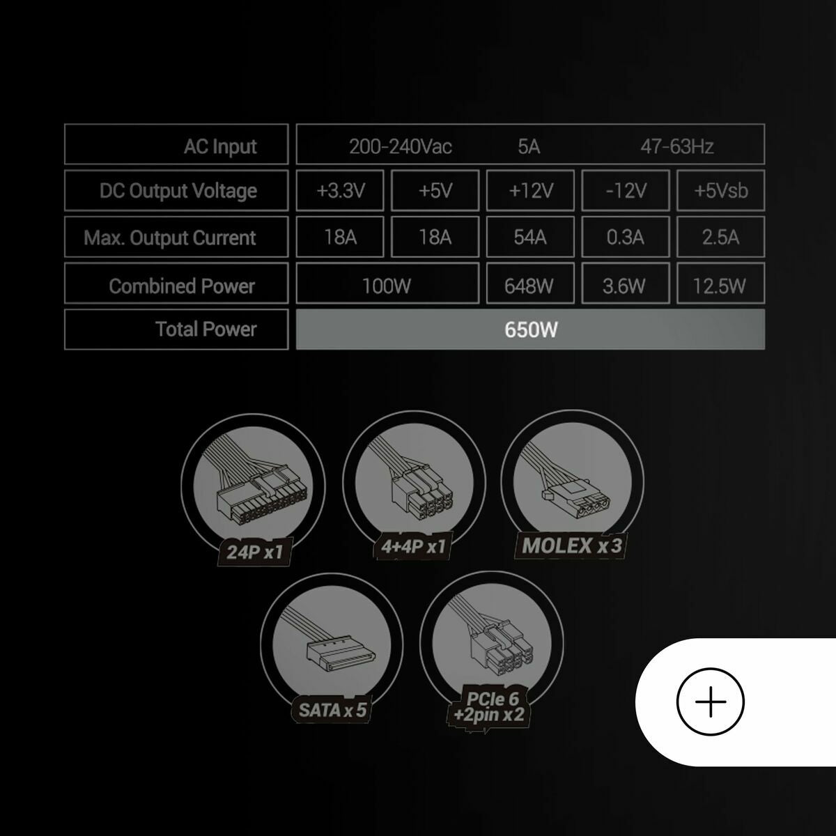 Power supply Mars Gaming MPB650SIW-1