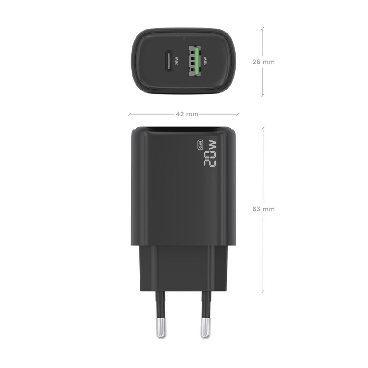 Wall Charger Aisens A110 - 0910 Black 20 W - GearHaus