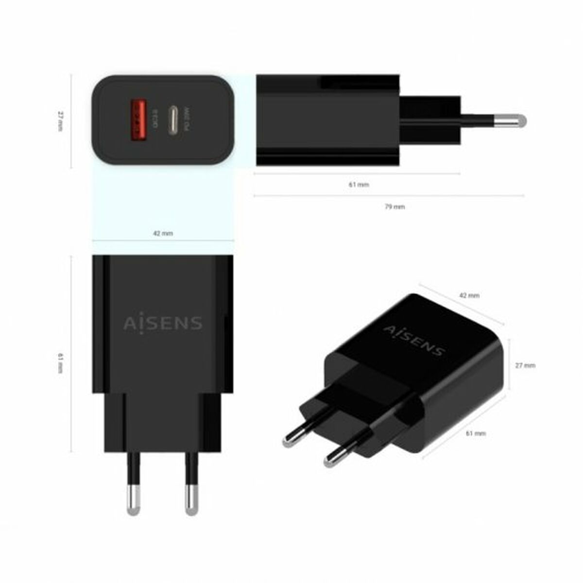 Wall Charger Aisens A110 - 0682 Black 20 W - GearHaus
