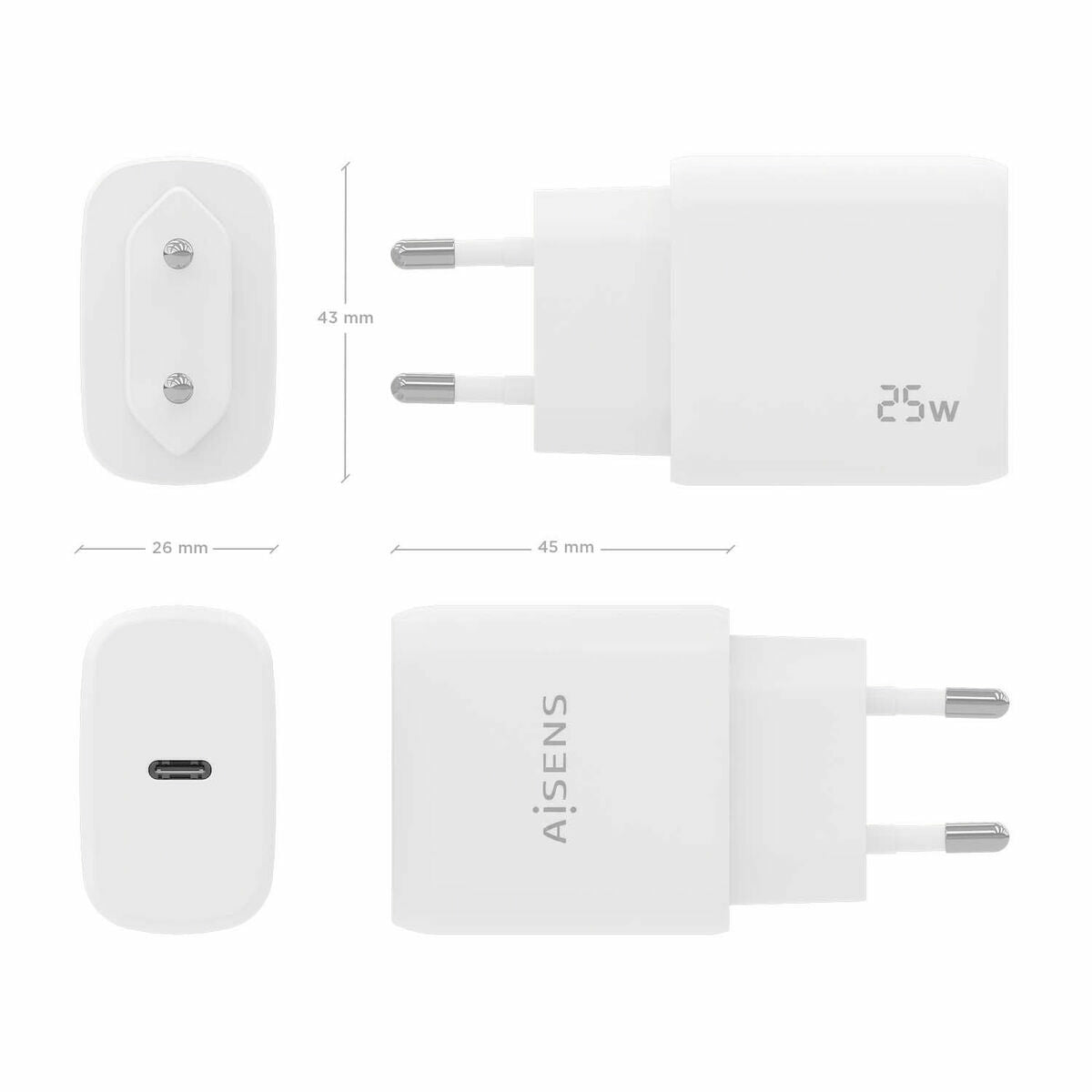 Wall Charger Aisens A110 - 0756 White 25 W 50 W - GearHaus