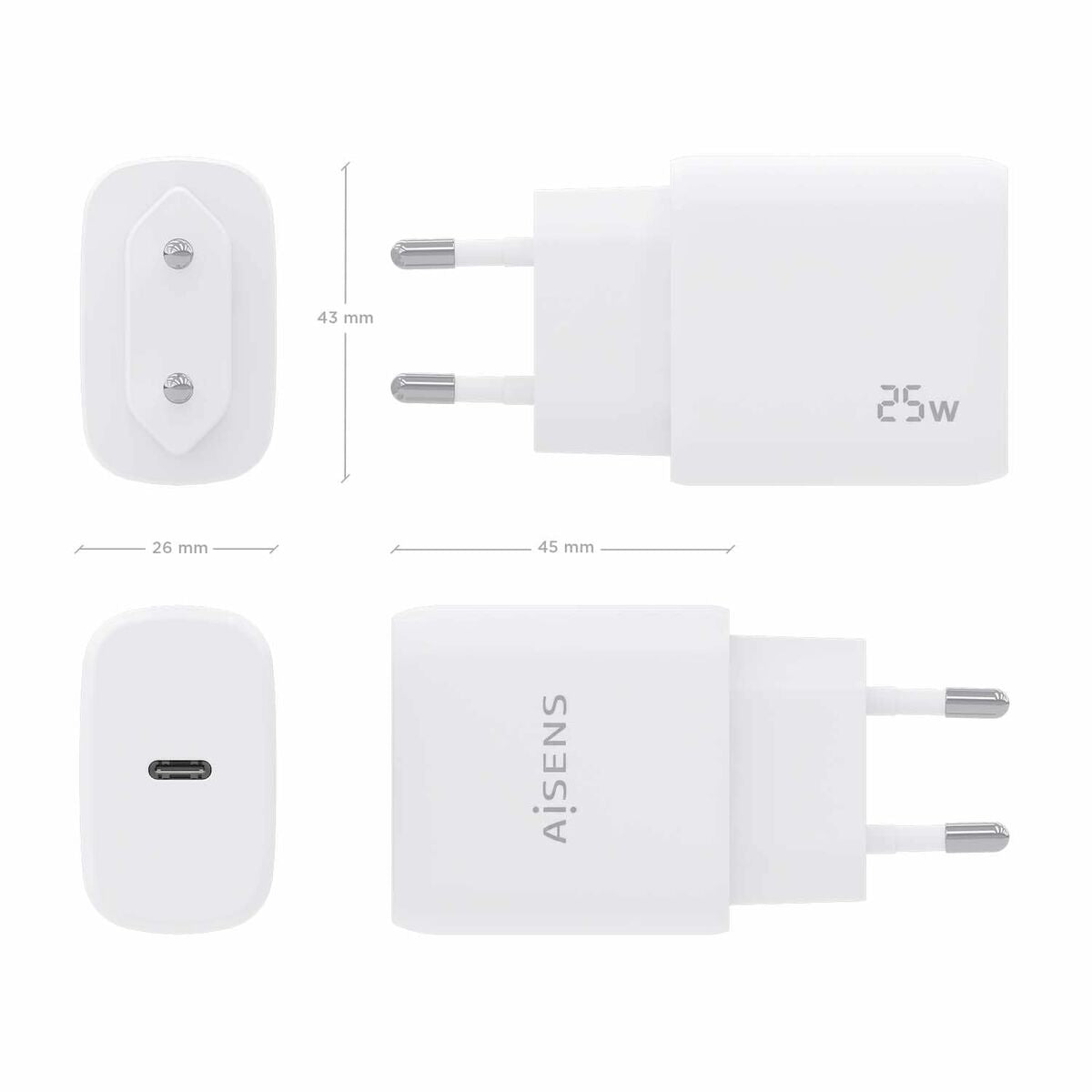 Wall Charger Aisens A110 - 0756 White 25 W 50 W - GearHaus