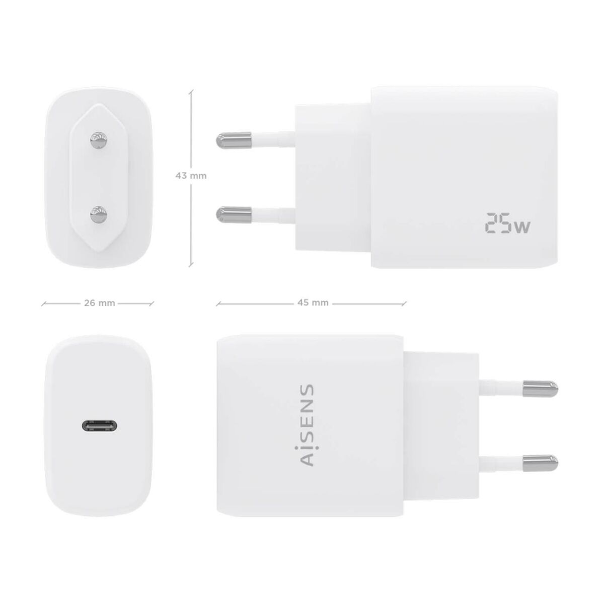 Wall Charger Aisens A110 - 0756 White 25 W 50 W - GearHaus