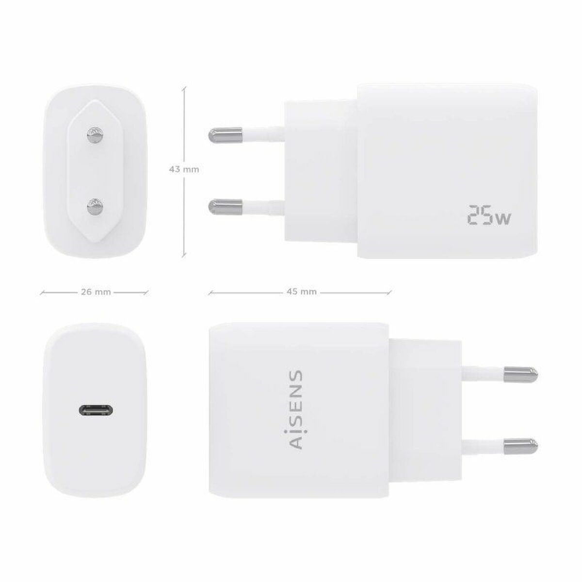 Wall Charger Aisens A110 - 0756 White 25 W 50 W - GearHaus