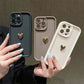 3D Gold Heart Silicone Soft Phone Case For iPhone 15 14 13 12 11 16 17 Pro Max XS XR 7 8 Plus SE Shockproof Candy Matte Cover - GearHaus