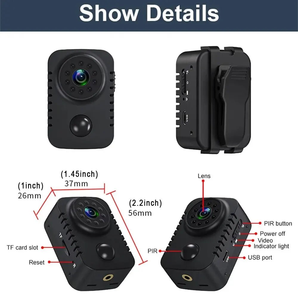 NNEOBA Mini Camera 1080P Full HD Smart WiFi Pocket Camcorder Black - GearHaus
