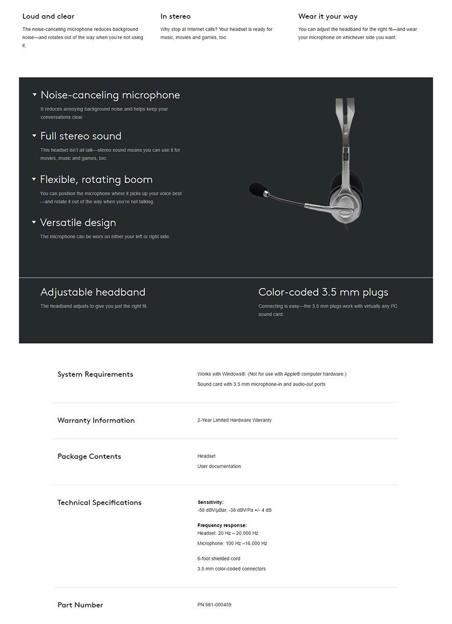 NNEDSZ 981 - 000459: H110 Stereo Headset - GearHaus