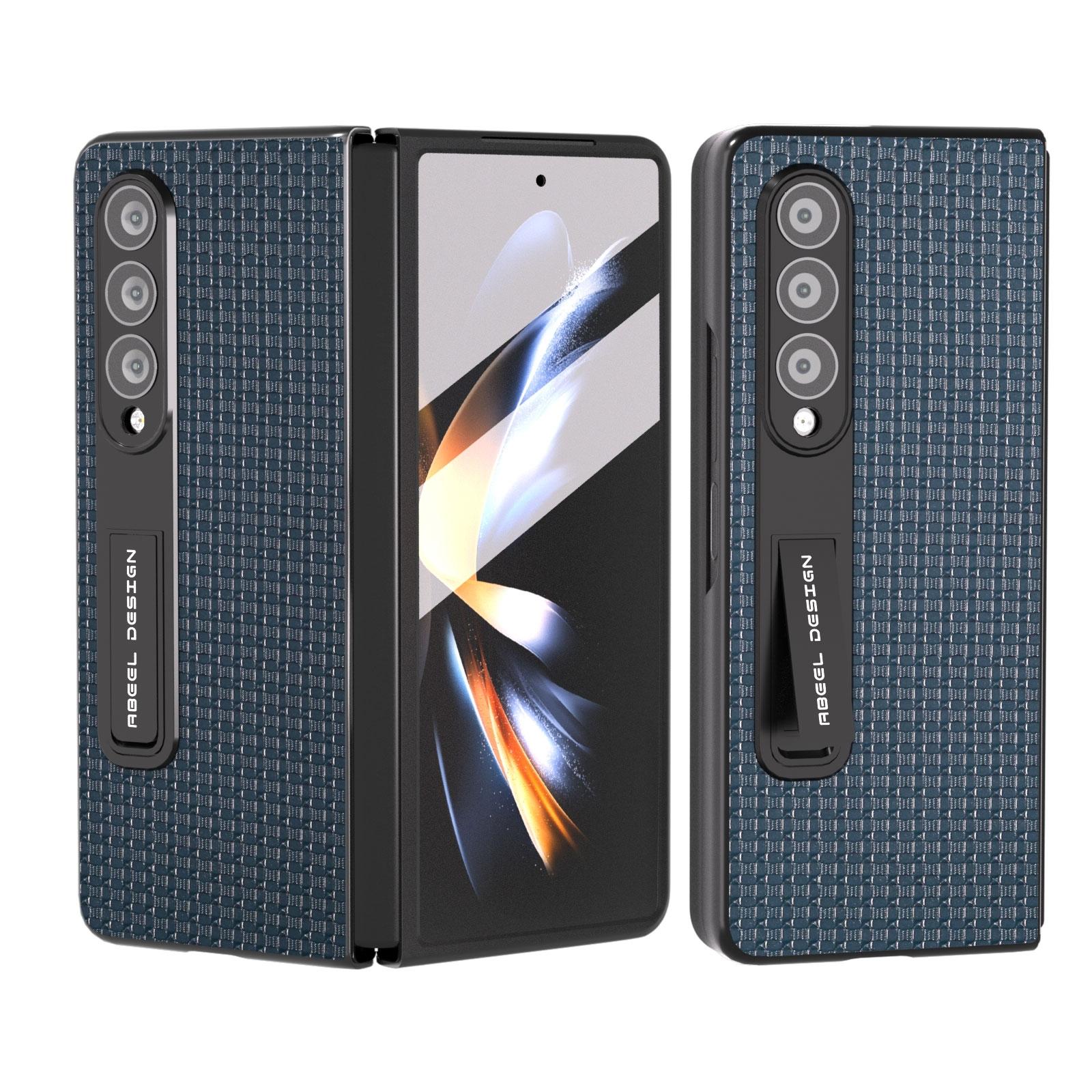 NNEDSZ Premium Leather Phone Case With Holder For Samsung Galaxy Z Fold 4 / 5G - Luxury Design - Royal Blue - GearHaus