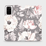 Flip mobile phone case Samsung Galaxy S20 Plus - MX06S Flowers on grey background (5903516171347) - GearHaus