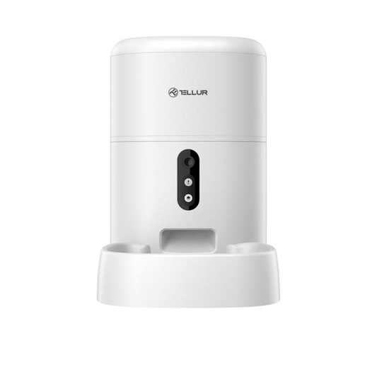 Distribuitor hrana animale WiFi Tellur Smart, Camera UltraHD, 4L, Alb (TLL331461) - GearHaus