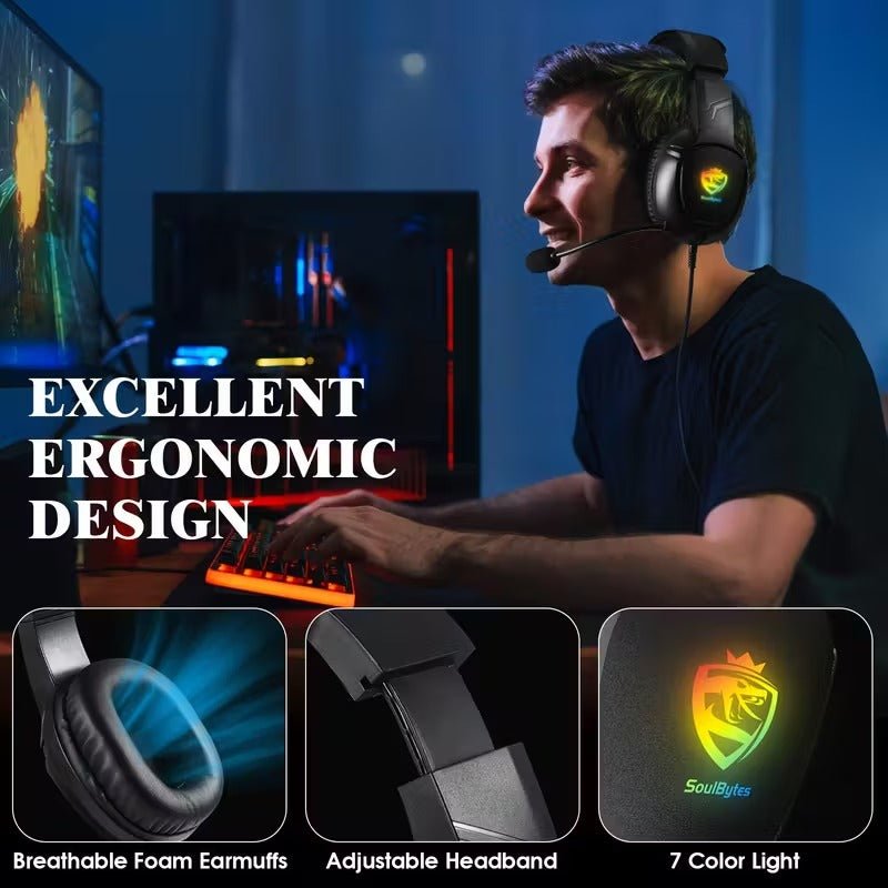 NNETM S20 Gaming Headset 50mm LED Mic - GearHaus